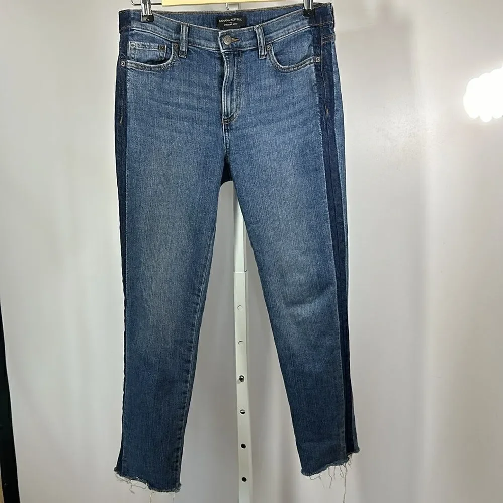 BANANA REPUBLIC Women's Distressed Denim Straight Ankle Jeans Blue Size 27/4